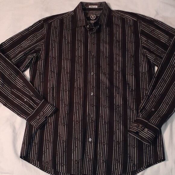 Mens Bugatchi Uomo Floral Striped Dress Shirt 15½" - Picture 1 of 5